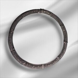 Vintage Sterling Silver Marcasite Choker Collar Necklace 54grams
